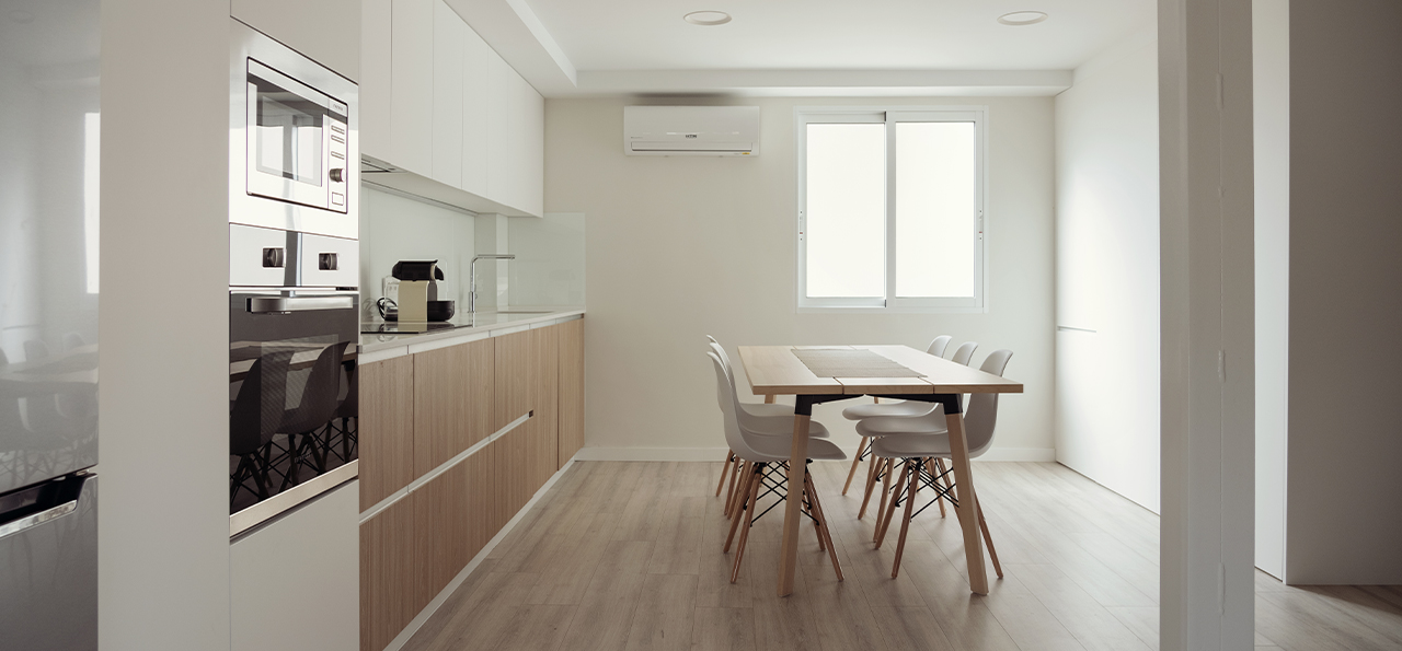 cocina y salón integradas